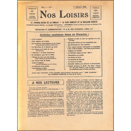 NOS LOISIRS |Premier Numéro