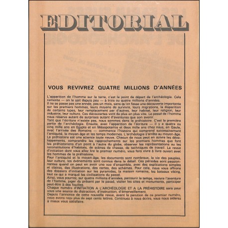 Initiation à l'Archéologie et à la Préhistoire |Premier Numéro