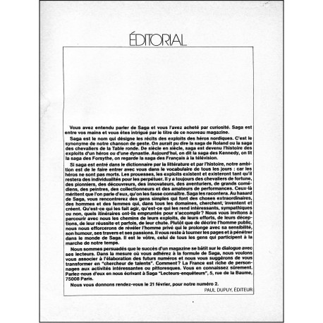 Saga |Premier Numéro