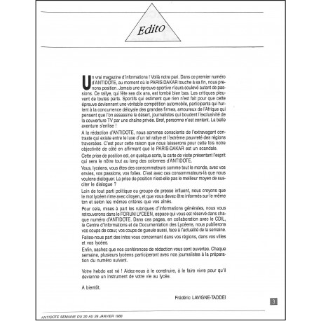 ANTIDOTE |Premier Numéro