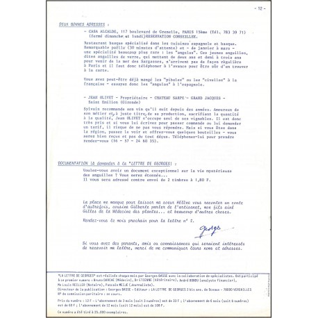 La Lettre de Georges |Premier Numéro