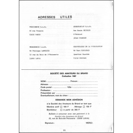 Société des Amateurs du BRIARD |Premier Numéro