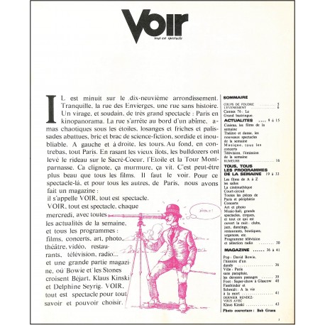 Voir tout est spectacle |Premier Numéro