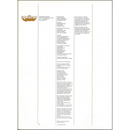 apeïros |Premier Numéro