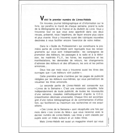 Livres hebdo |Premier Numéro