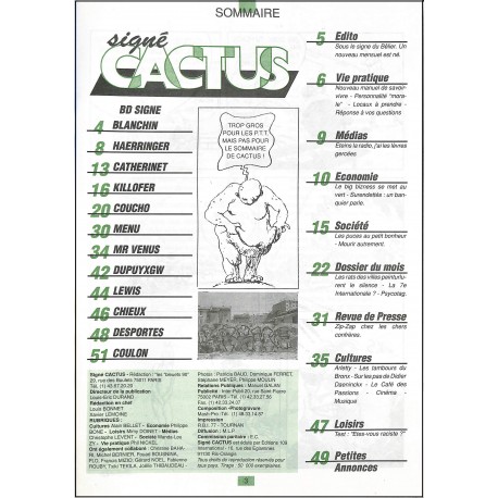 Signé CACTUS |Premier Numéro