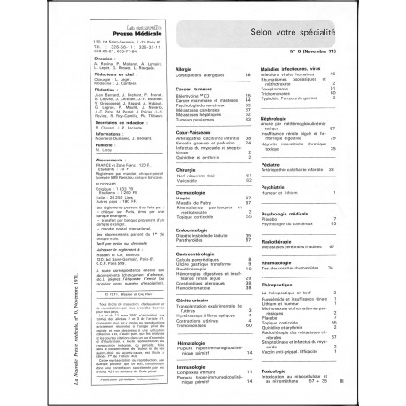 La nouvelle Presse Médicale |Premier Numéro