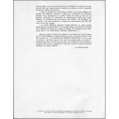 La nouvelle Presse Médicale |Premier Numéro
