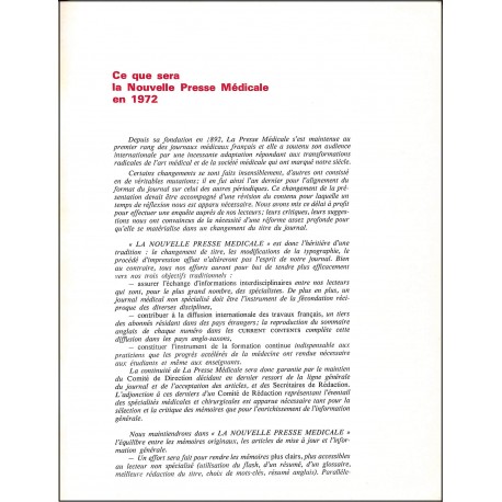 La nouvelle Presse Médicale |Premier Numéro