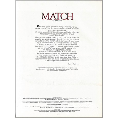 MATCH INTERNATIONAL |Premier Numéro