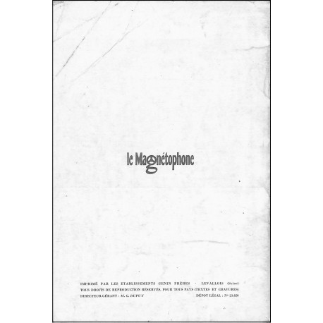 Le Magnétophone |Premier Numéro