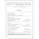 REVUE DE LA BIBLIOTHÈQUE NATIONALE |Premier Numéro