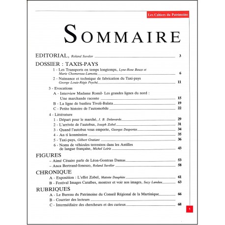 Les Cahiers du Patrimoine |Premier Numéro
