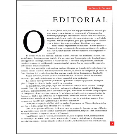 Les Cahiers du Patrimoine |Premier Numéro