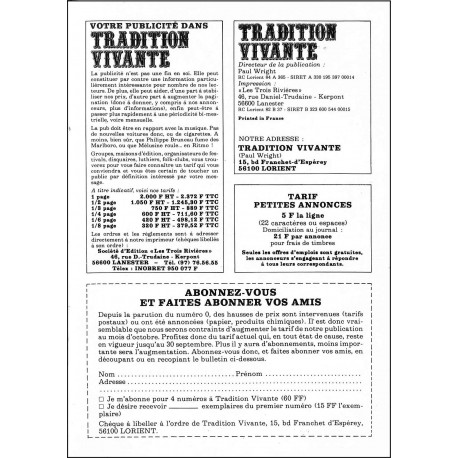 TRADITION VIVANTE |Premier Numéro