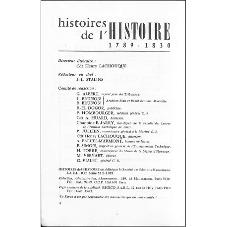 histoires de l'HISTOIRE |Premier Numéro