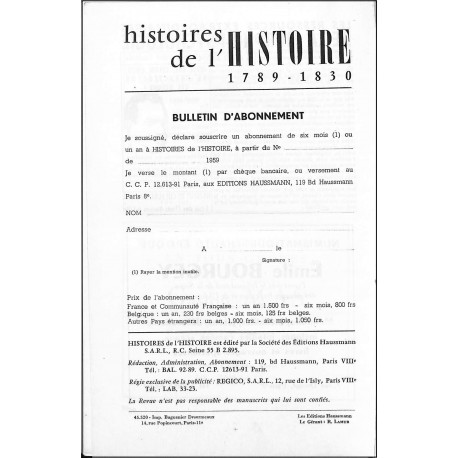 histoires de l'HISTOIRE |Premier Numéro