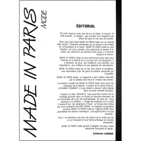 MADE IN PARIS MODE |Premier Numéro