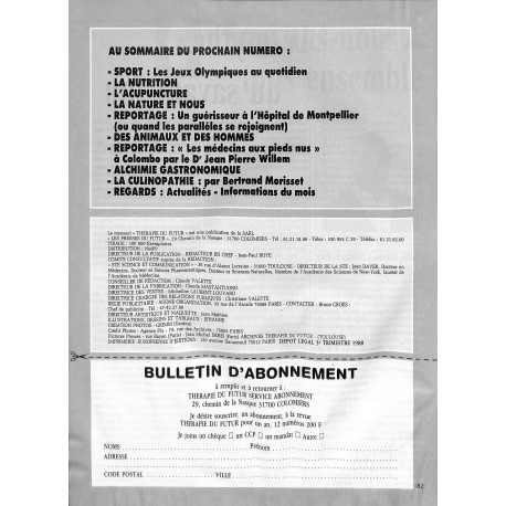 THERAPIE DU FUTUR |Premier Numéro