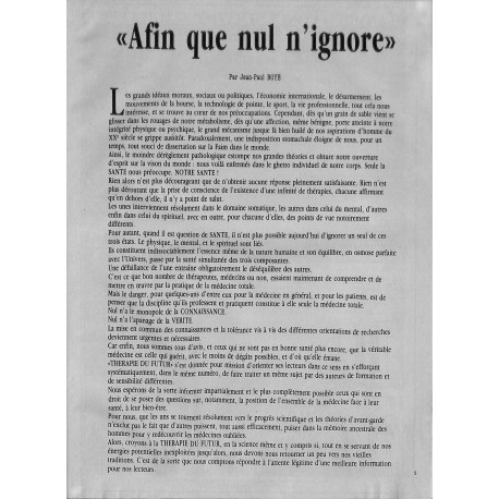 THERAPIE DU FUTUR |Premier Numéro