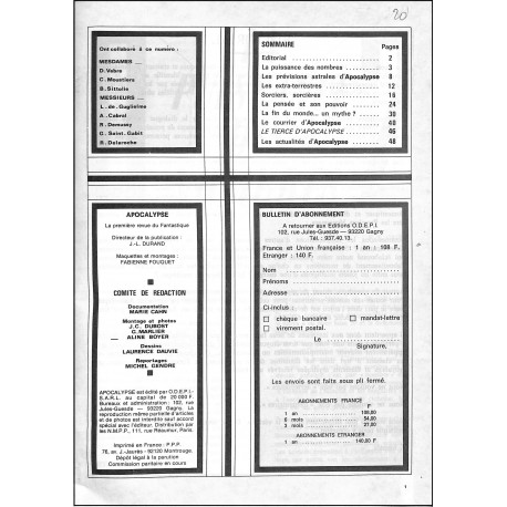 APOCALYPSE |Premier Numéro