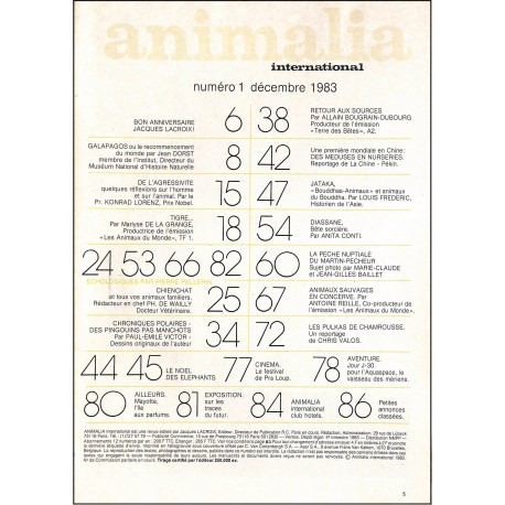 ANIMALIA INTERNATIONAL |Premier Numéro