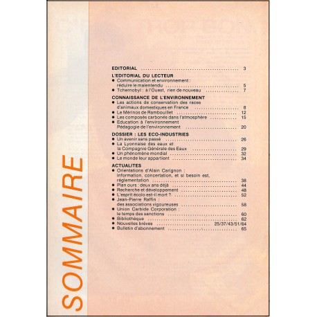 Symbiose et Environnement |Premier Numéro