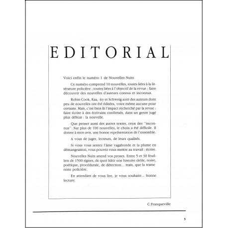NOUVELLE NUITS |Premier Numéro
