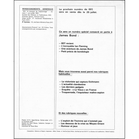 001 |Premier Numéro