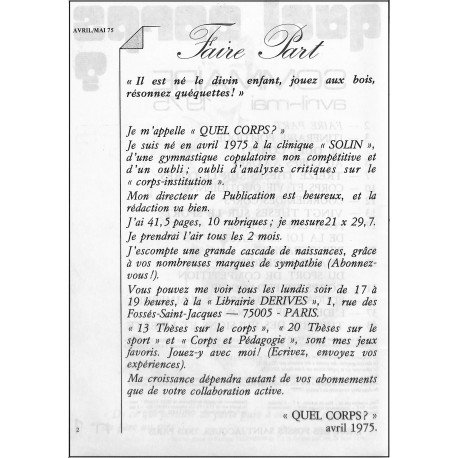 QUEL CORPS |Premier Numéro