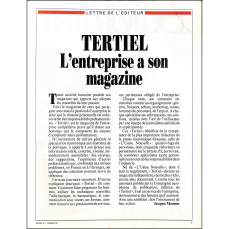 Tertiel |Premier Numéro