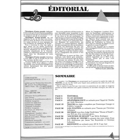 CHRONIQUES D'OUTRE MONDE |Premier Numéro