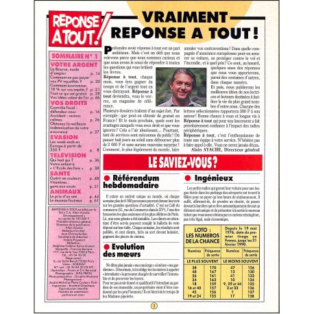 RÉPONSE Â TOUT |Premier Numéro