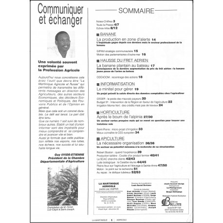 la MARTINIQUE Agricole |Premier Numéro