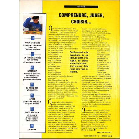 QUE CHOISIR Santé |Premier Numéro