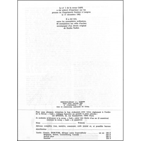 CAFÉ LIBRAIRIE |Premier Numéro