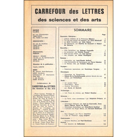 CARREFOUR des LETTRES des sciences et des arts |Premier Numéro