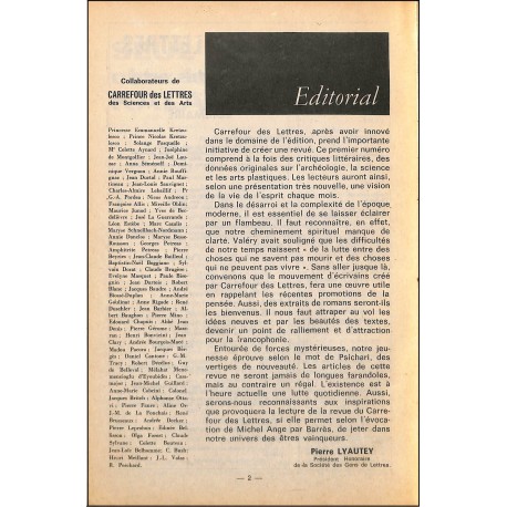 CARREFOUR des LETTRES des sciences et des arts |Premier Numéro