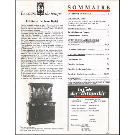 La Cote des Antiquités |Premier Numéro