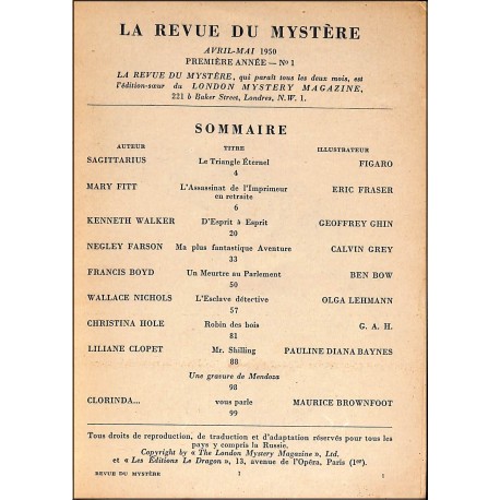 LA REVUE DU MYSTÈRE |Premier Numéro
