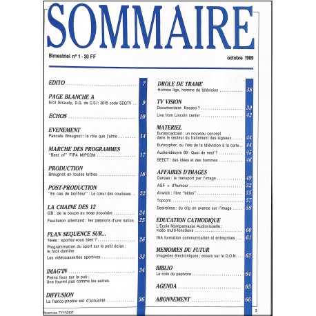 SEQUENCES TV-VIDEO |Premier Numéro