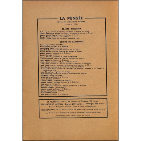LA PENSÉE |Premier Numéro