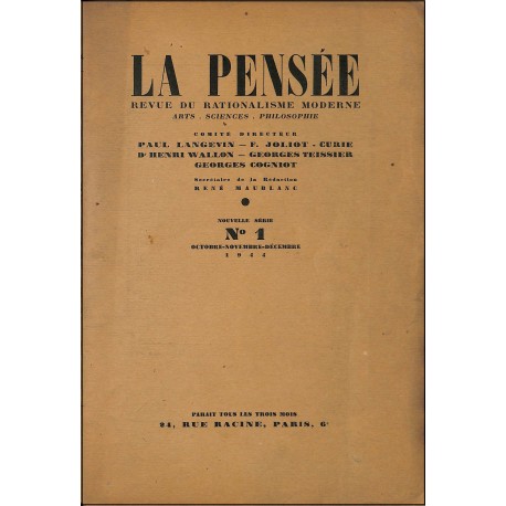 LA PENSÉE |Premier Numéro