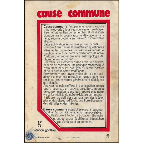 Cause Commune |Premier Numéro