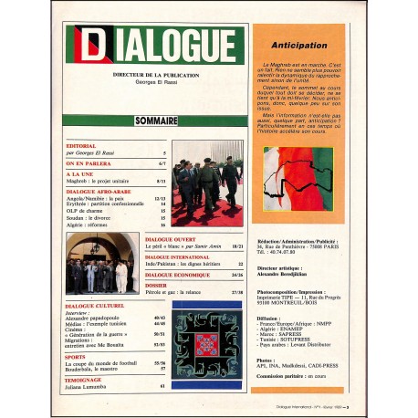 DIALOGUE INTERNATIONAL |Premier Numéro
