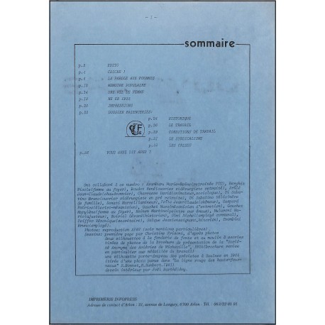 HISTOIRES d'OUVRIERS |Premier Numéro