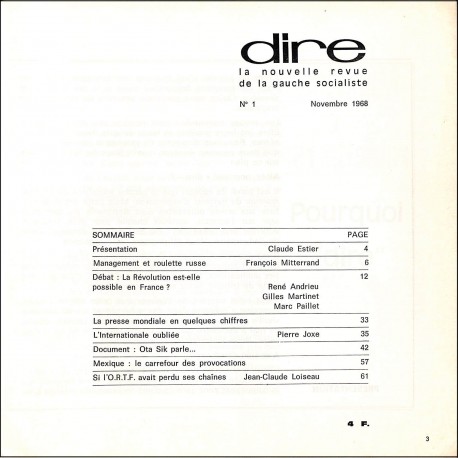 dire |Premier Numéro