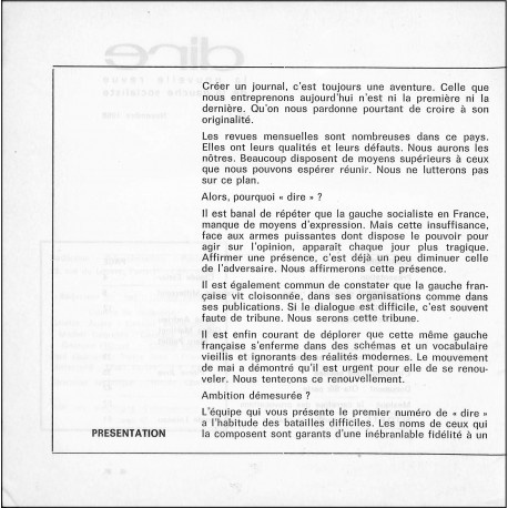 dire |Premier Numéro