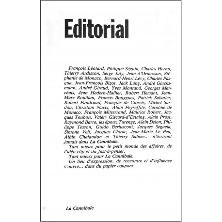 La Cannibale |Premier Numéro