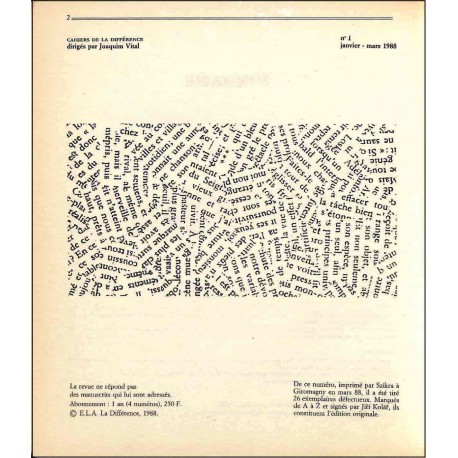 CAHIERS DE LA DIFFÉRENCE |Premier Numéro